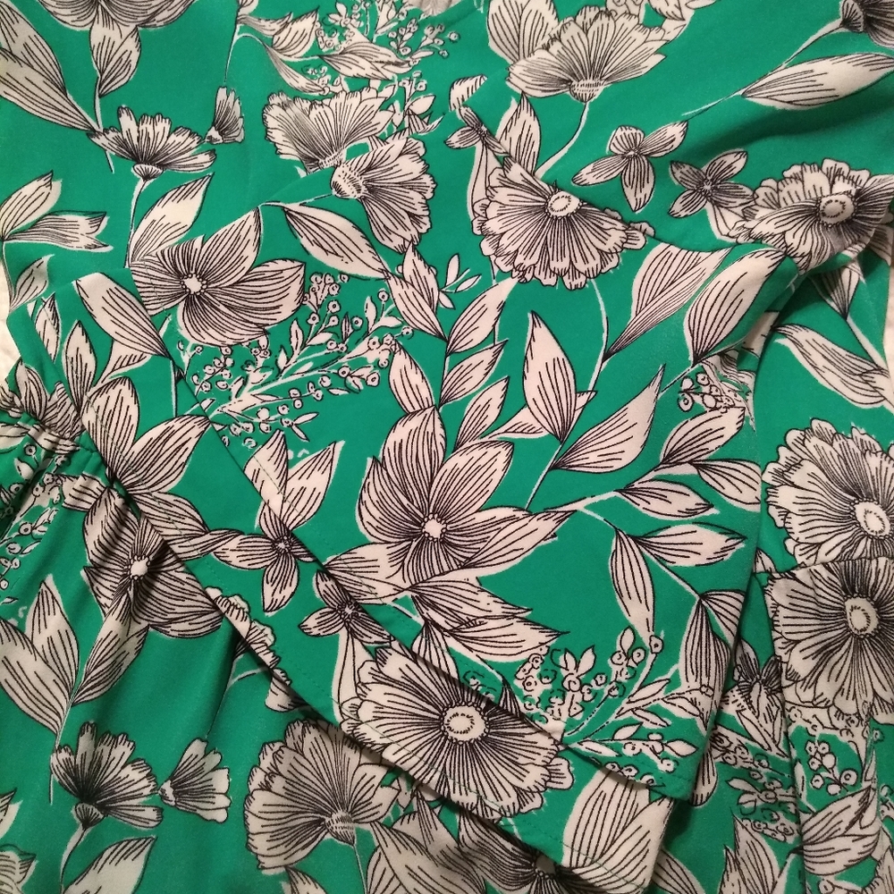 Green and white floral dress